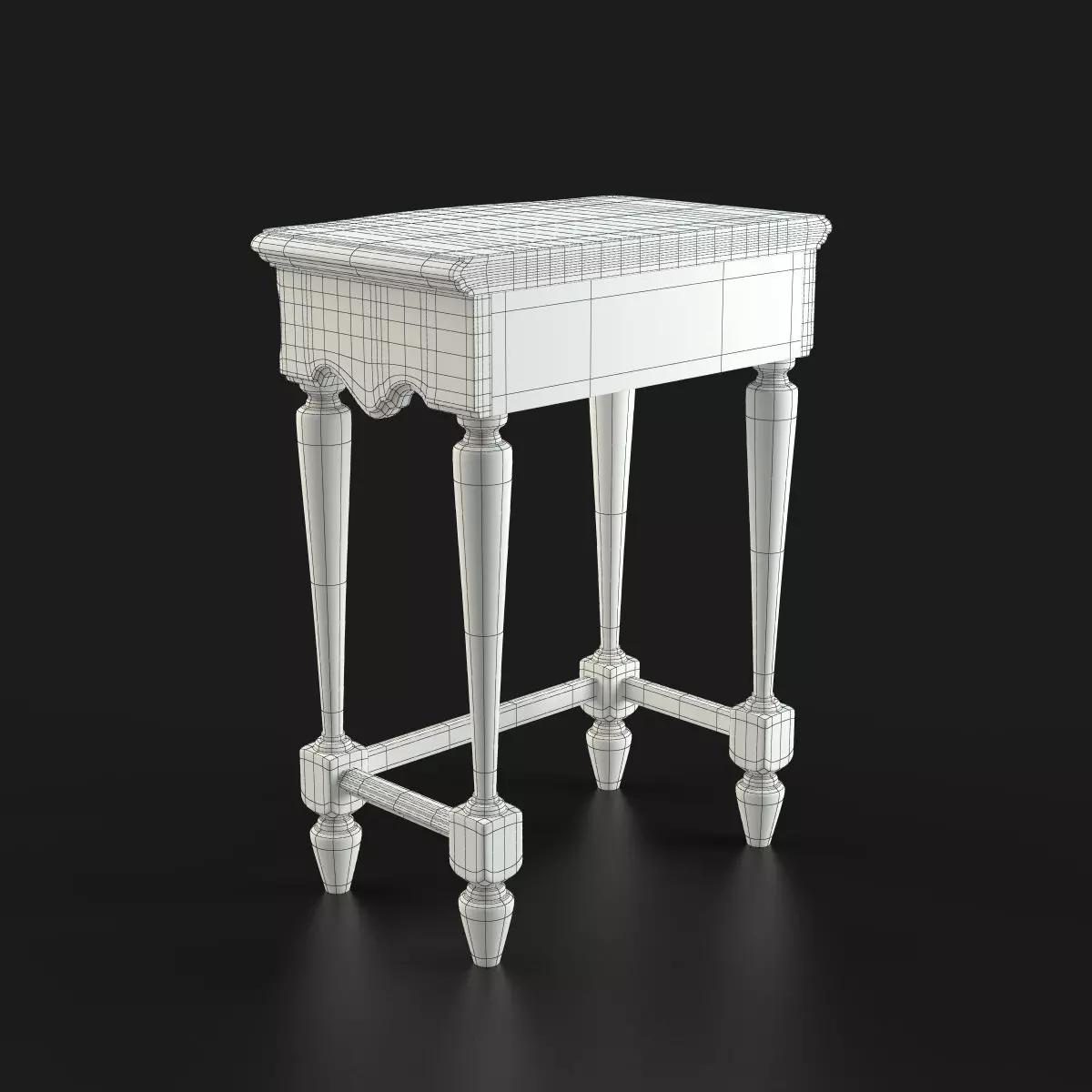 Antique-Style Bedside Table A 3D model_10