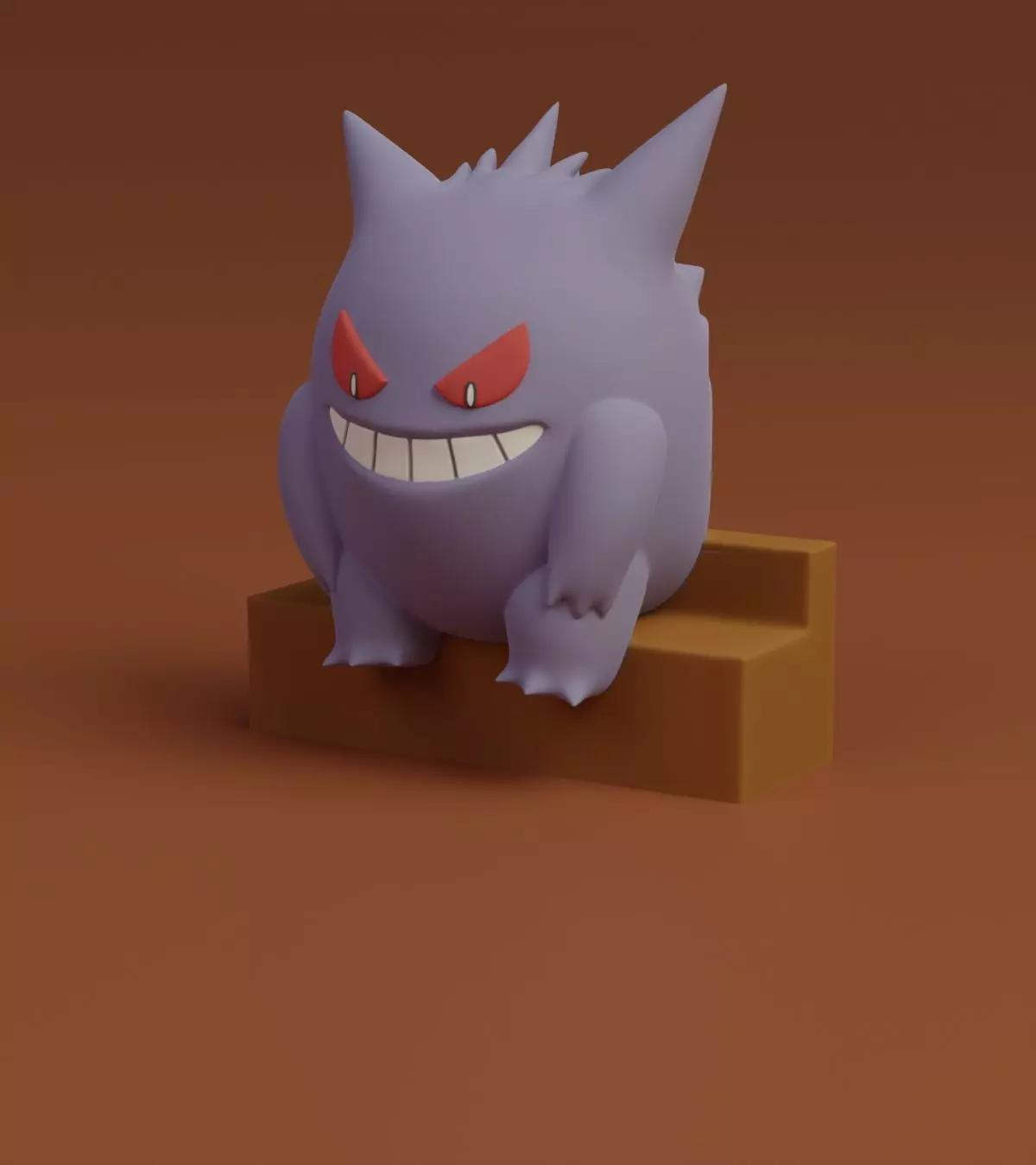 Gengar Sad Sit on stairs meme Pokemon Fanart 3D print model