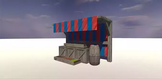 Medieval stall Low-poly 3D model