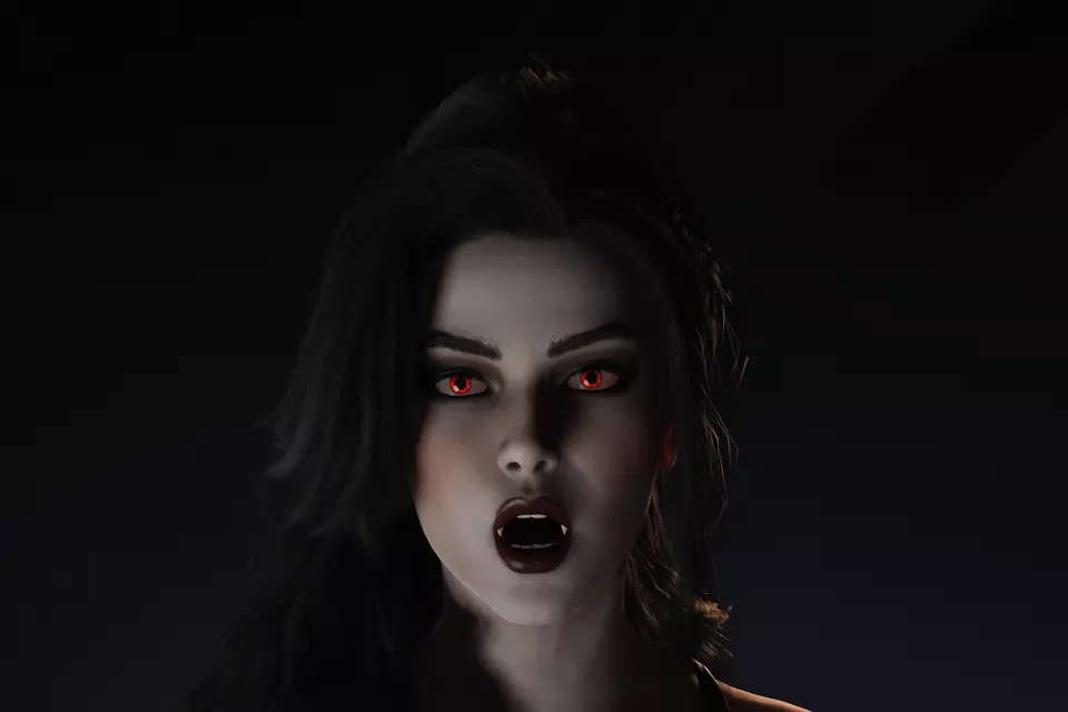 Elegant Vampire Lady Realistic Gothic Female Character Low-poly 3D model_11