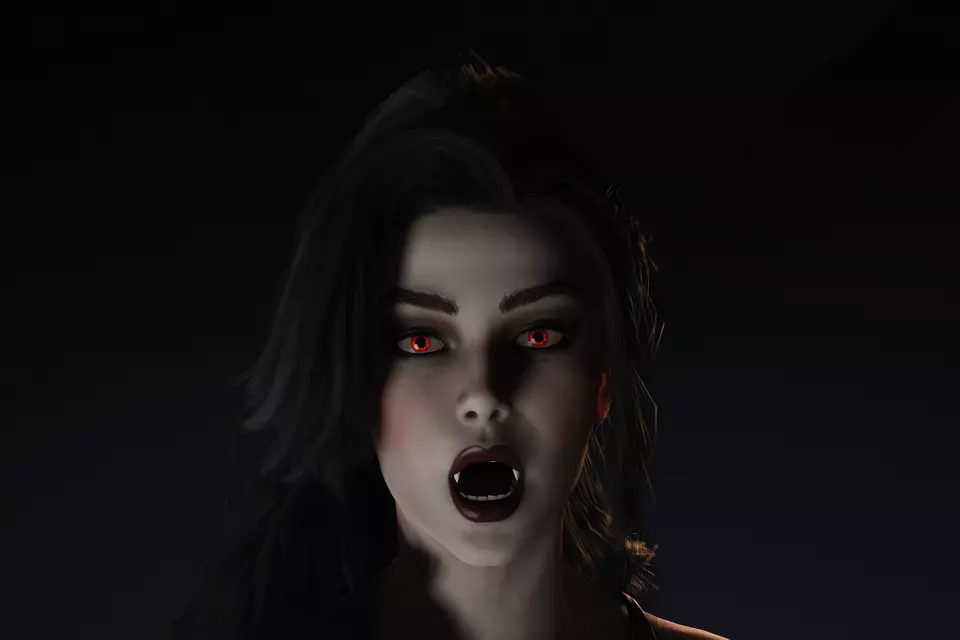 Elegant Vampire Lady Realistic Gothic Female Character Low-poly 3D model_18
