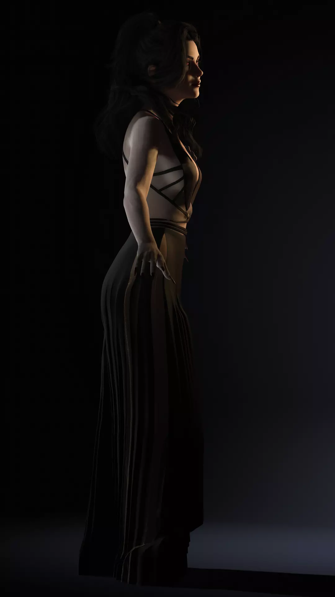 Elegant Vampire Lady Realistic Gothic Female Character Low-poly 3D model_3