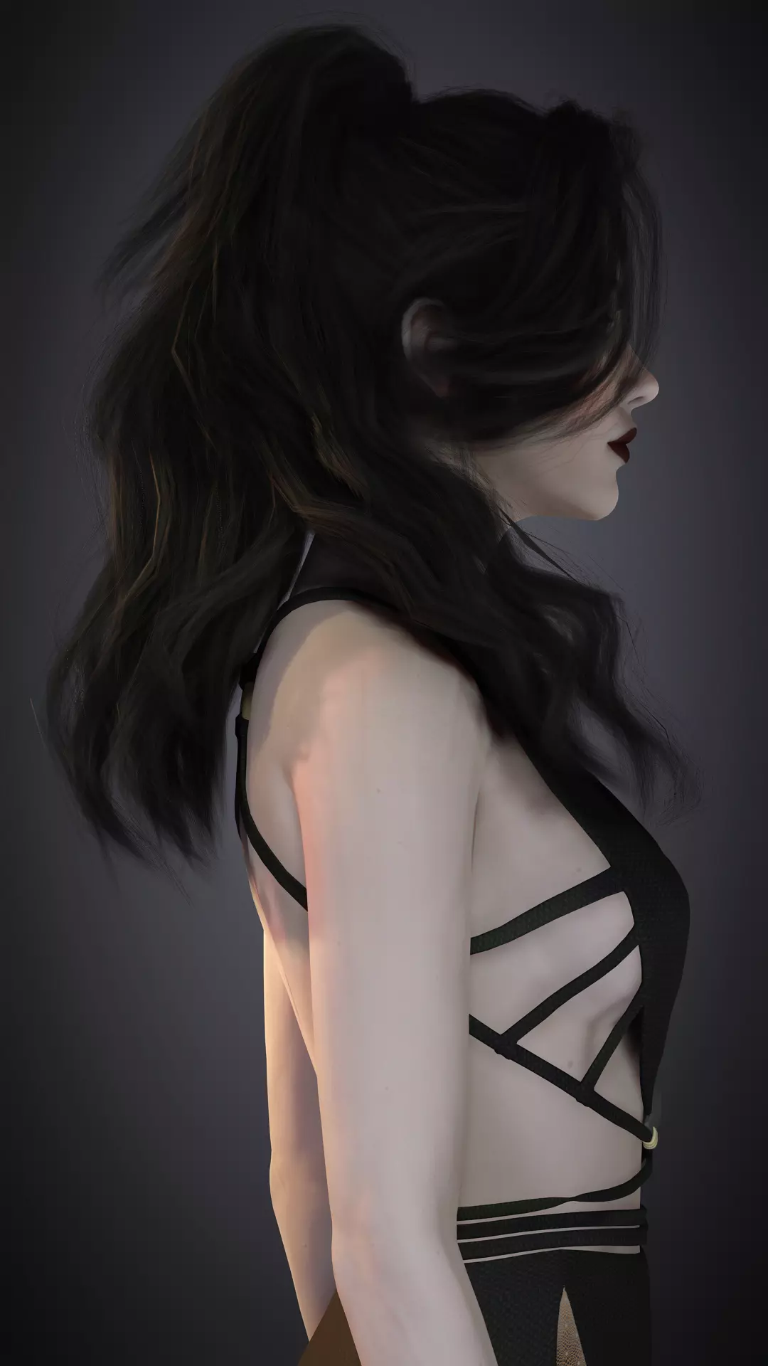 Elegant Vampire Lady Realistic Gothic Female Character Low-poly 3D model_7