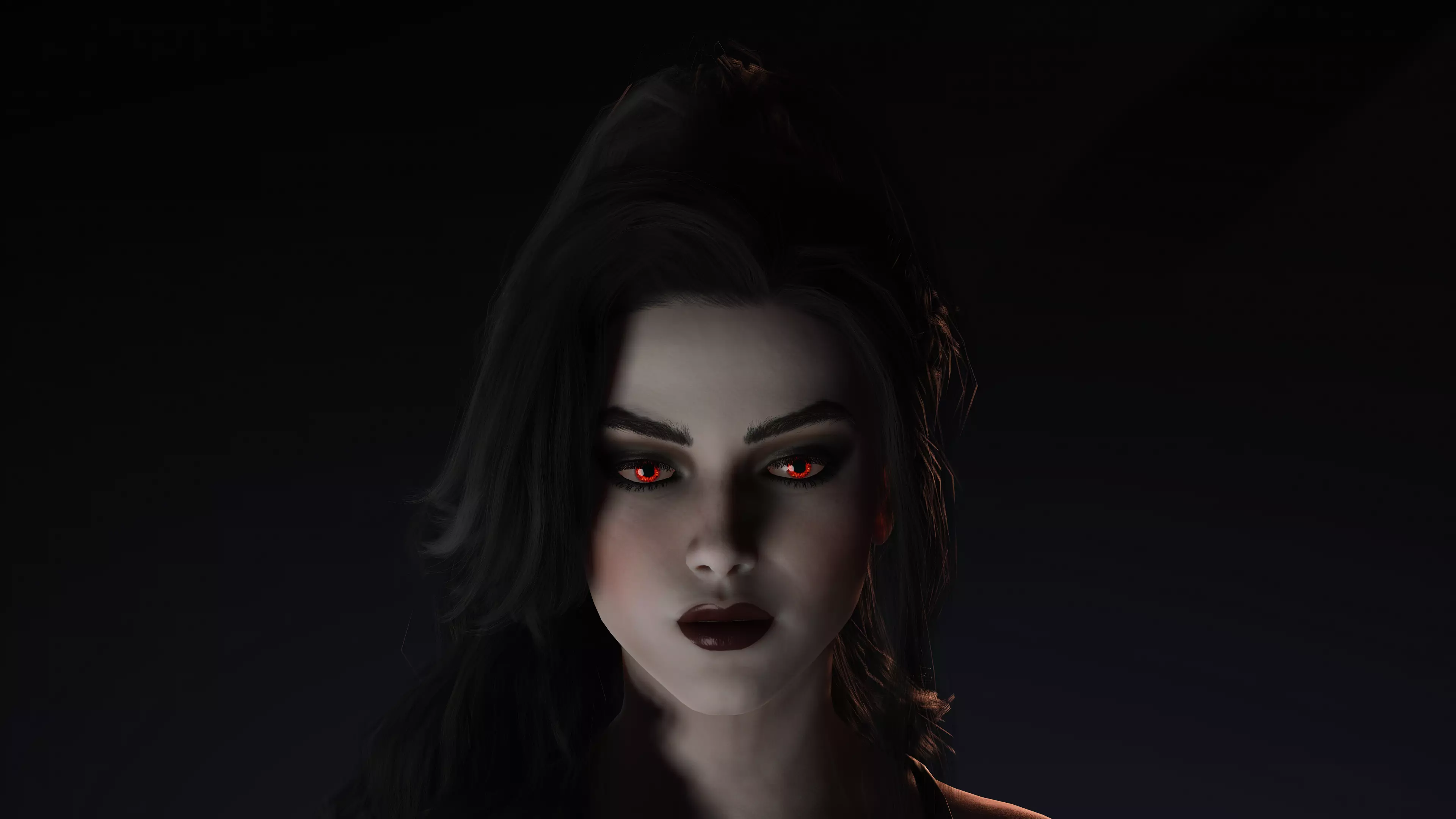 Elegant Vampire Lady Realistic Gothic Female Character Low-poly 3D model_0