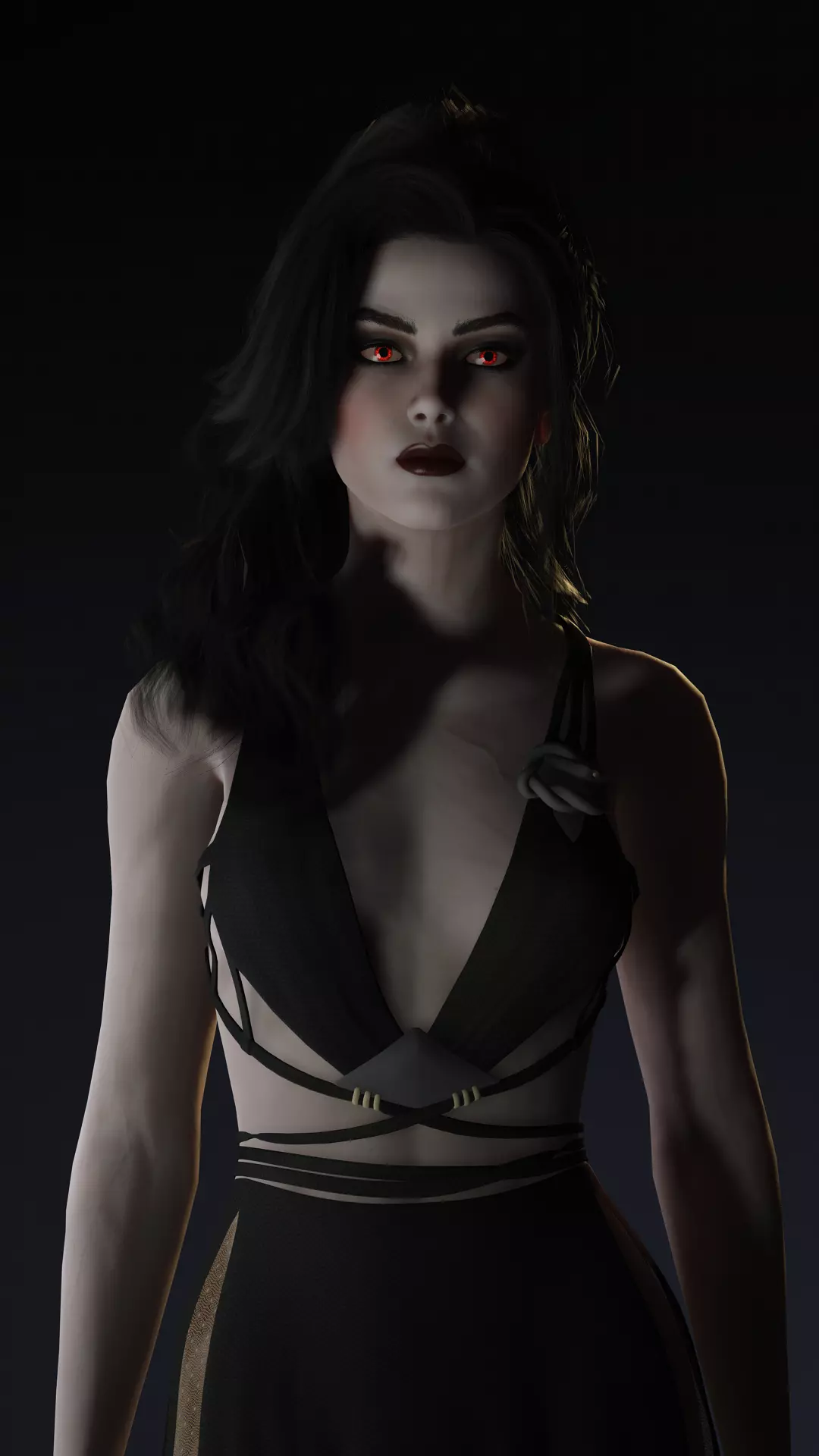 Elegant Vampire Lady Realistic Gothic Female Character Low-poly 3D model_4