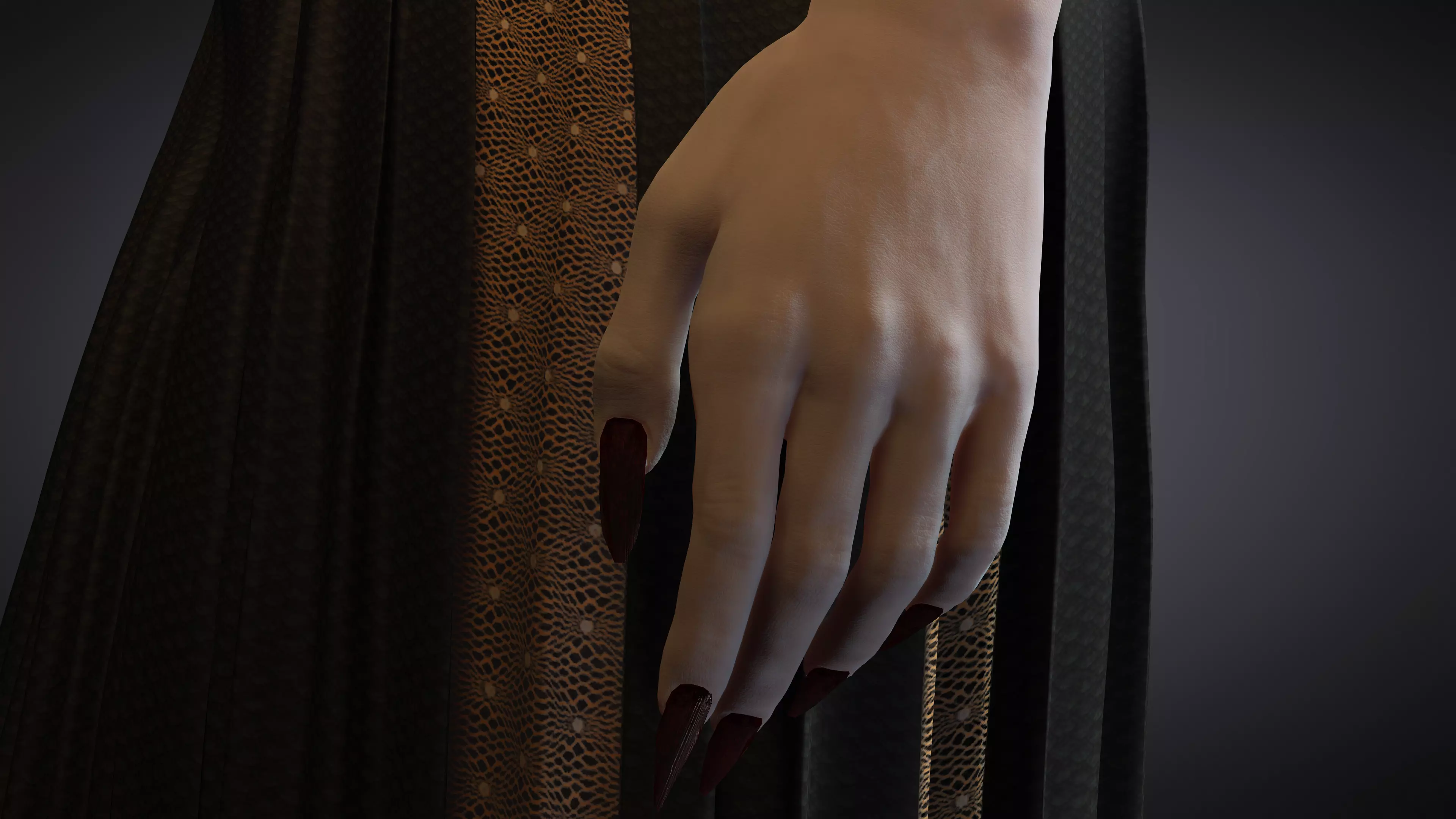 Elegant Vampire Lady Realistic Gothic Female Character Low-poly 3D model_10