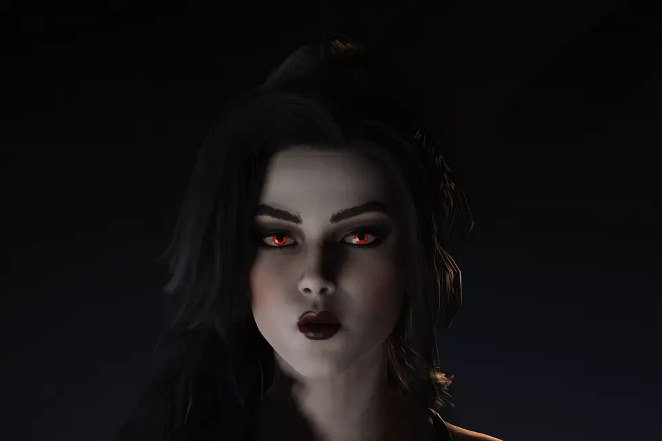Elegant Vampire Lady Realistic Gothic Female Character Low-poly 3D model_17