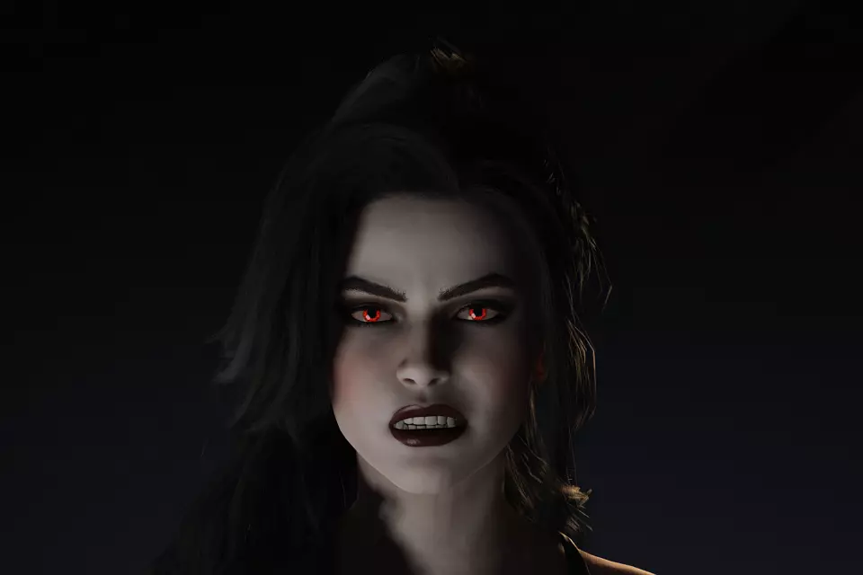 Elegant Vampire Lady Realistic Gothic Female Character Low-poly 3D model_16