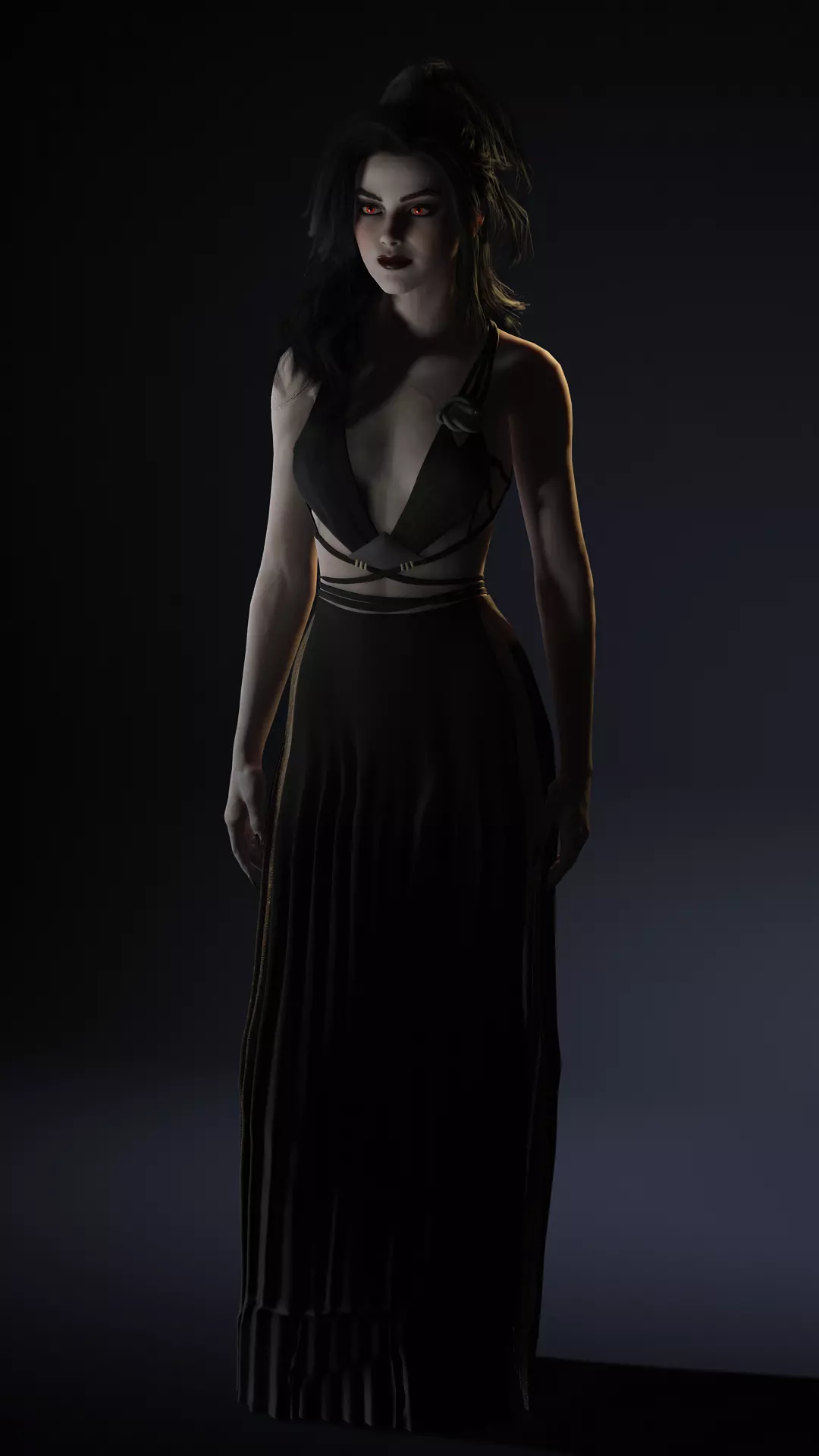 Elegant Vampire Lady Realistic Gothic Female Character Low-poly 3D model_19