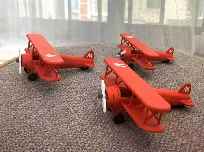 3D Printed Red Biplane Model  3D print model