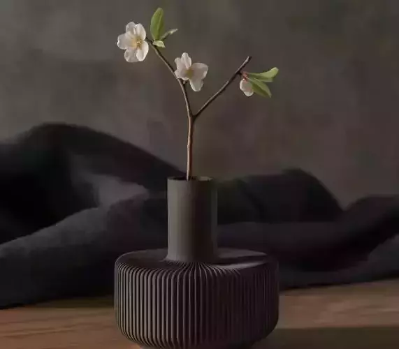 3D Printed Modern Ribbed Vase