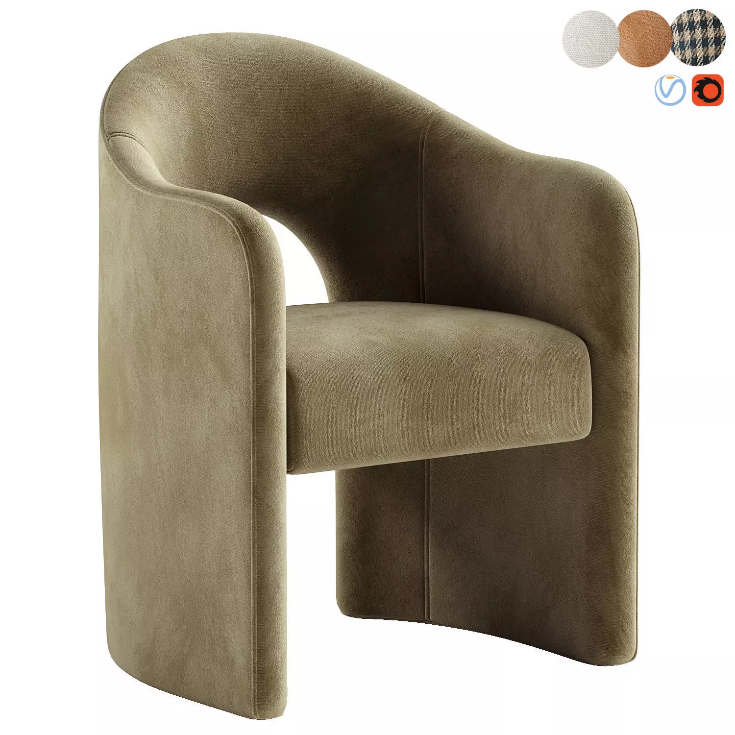 Anaya Dining Armchair 3D model_0