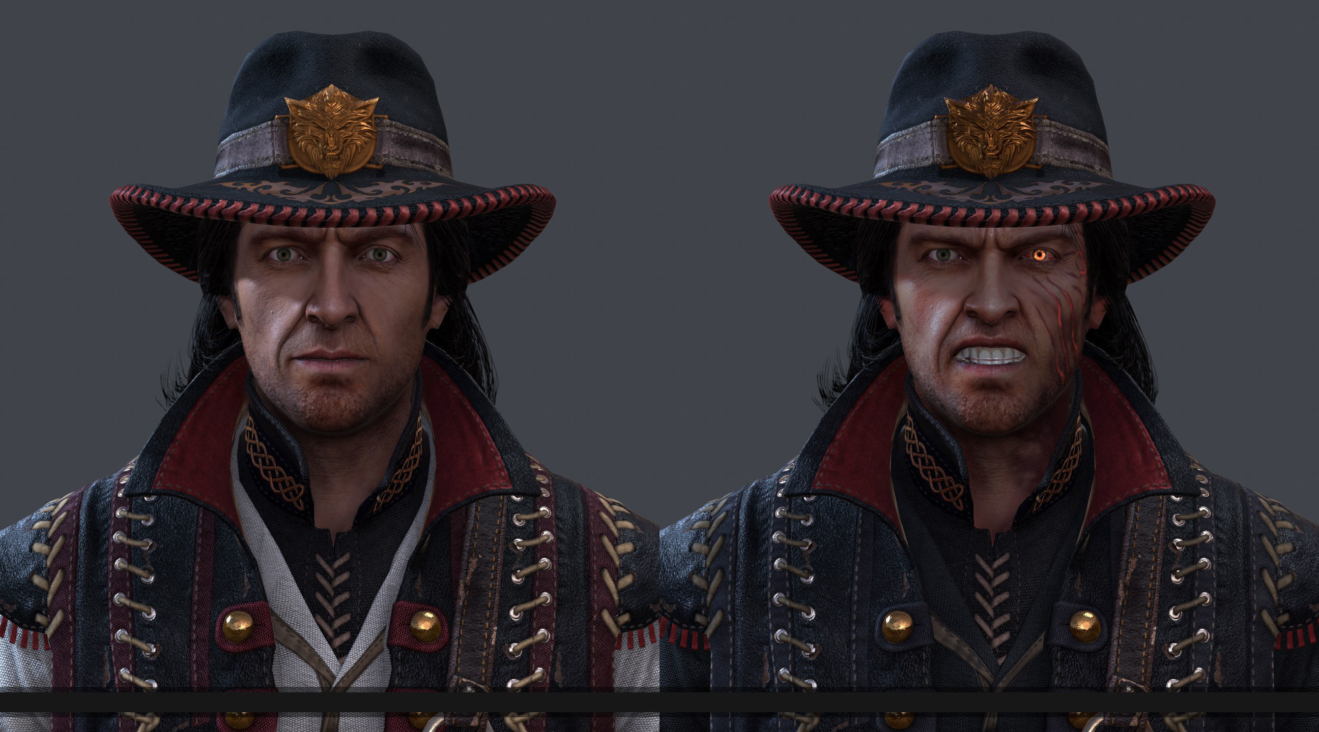 wolf man 2 -  NEW version -  Rigged Low-poly 3D model_1