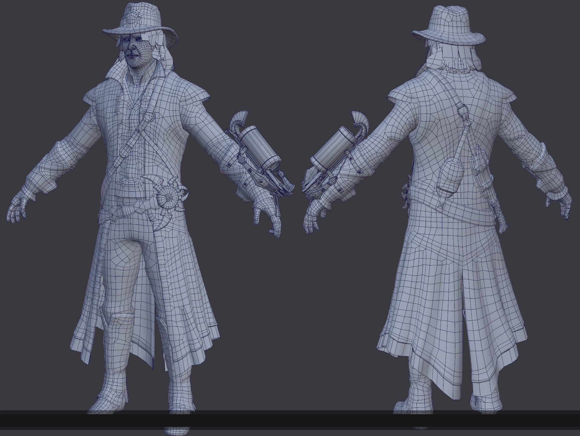 wolf man 2 -  NEW version -  Rigged Low-poly 3D model_6