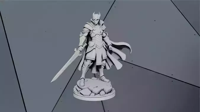 3D printable anime fantasy warrior figure