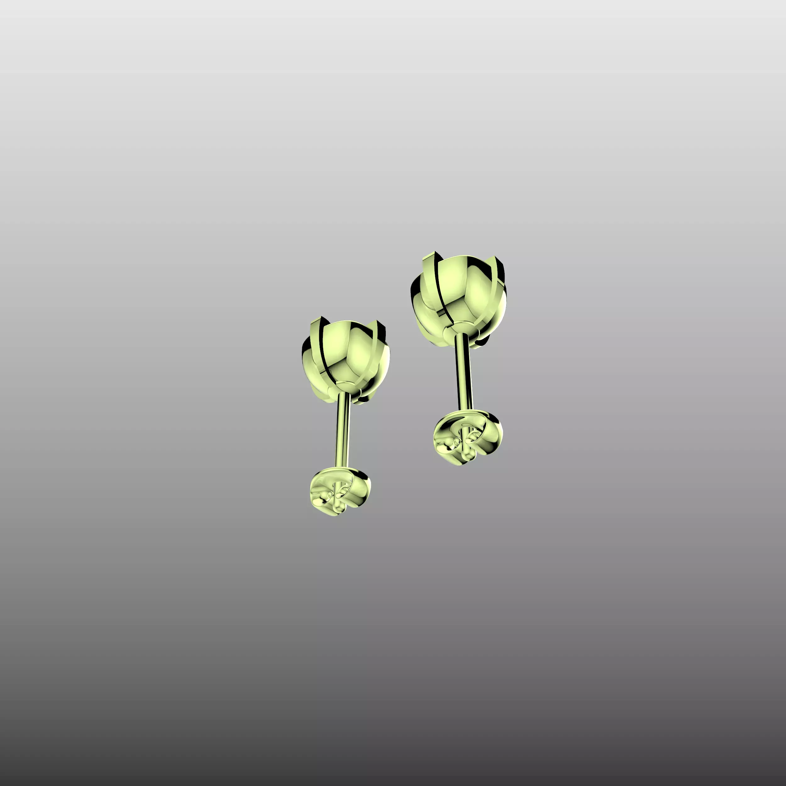 Cushion Cut Earring Studs 3D print model_3