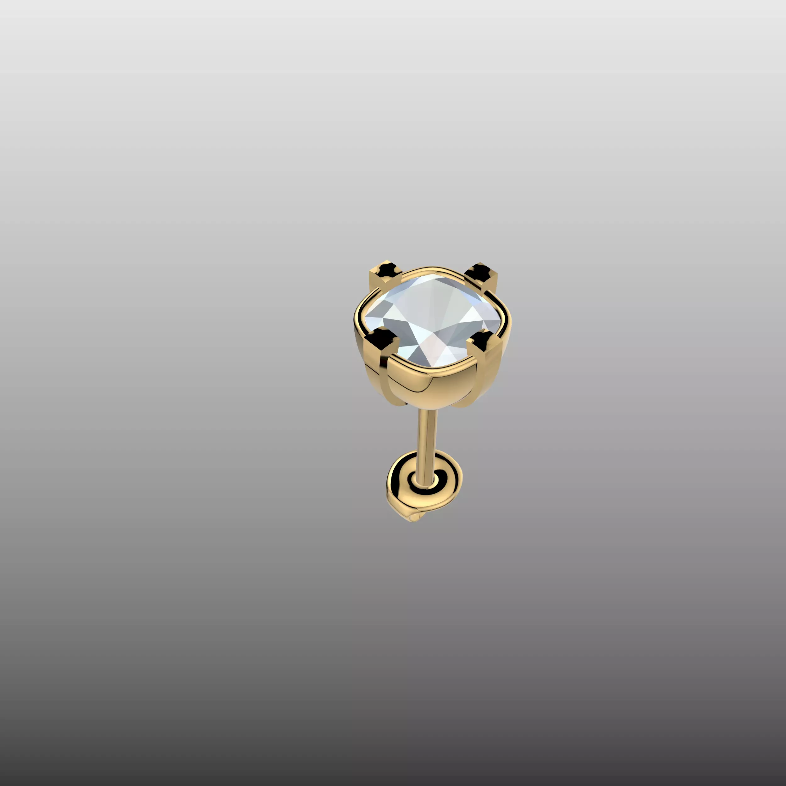 Cushion Cut Earring Studs 3D print model_9