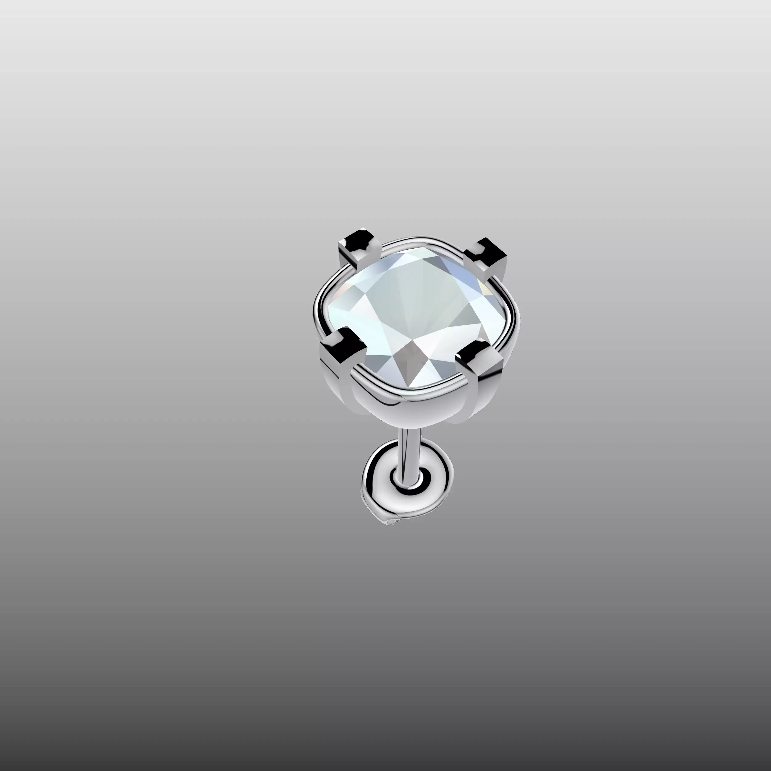 Cushion Cut Earring Studs 3D print model_6