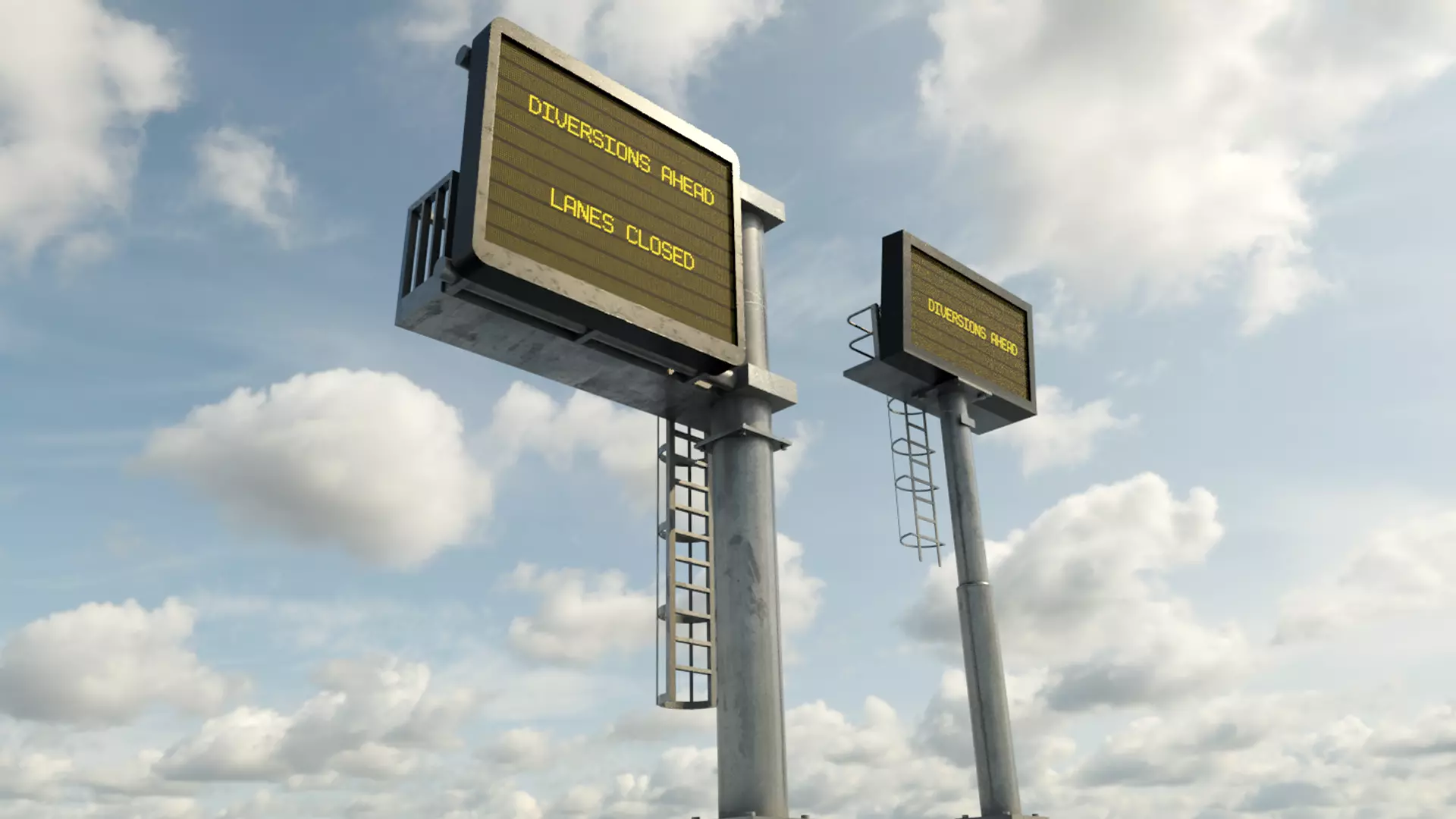 Motorway Signs Low-poly 3D model_0