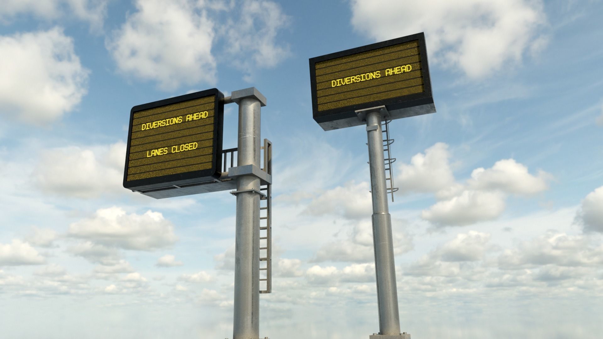 Motorway Signs Low-poly 3D model_1