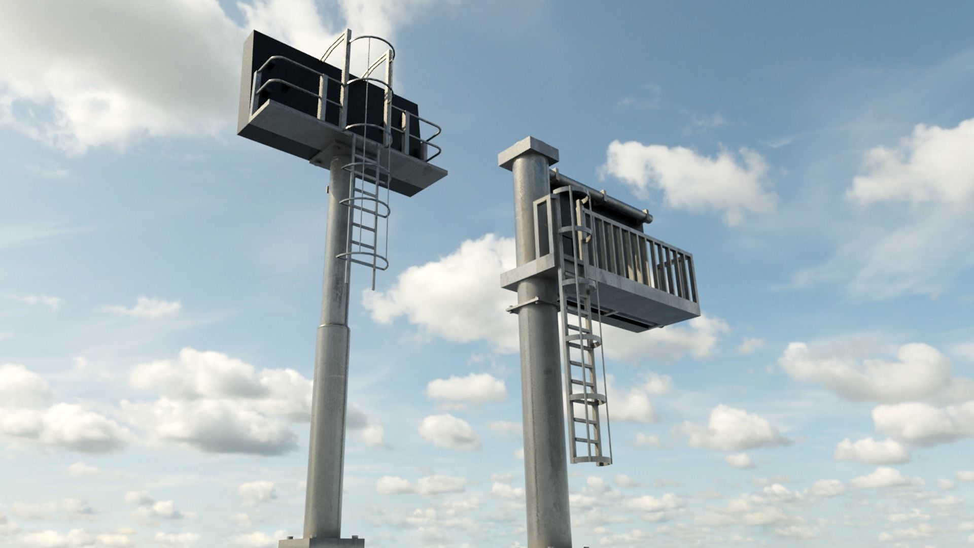 Motorway Signs Low-poly 3D model_2