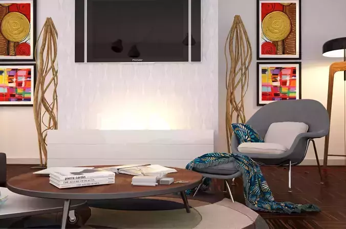 Modern Living Room Full Scene 