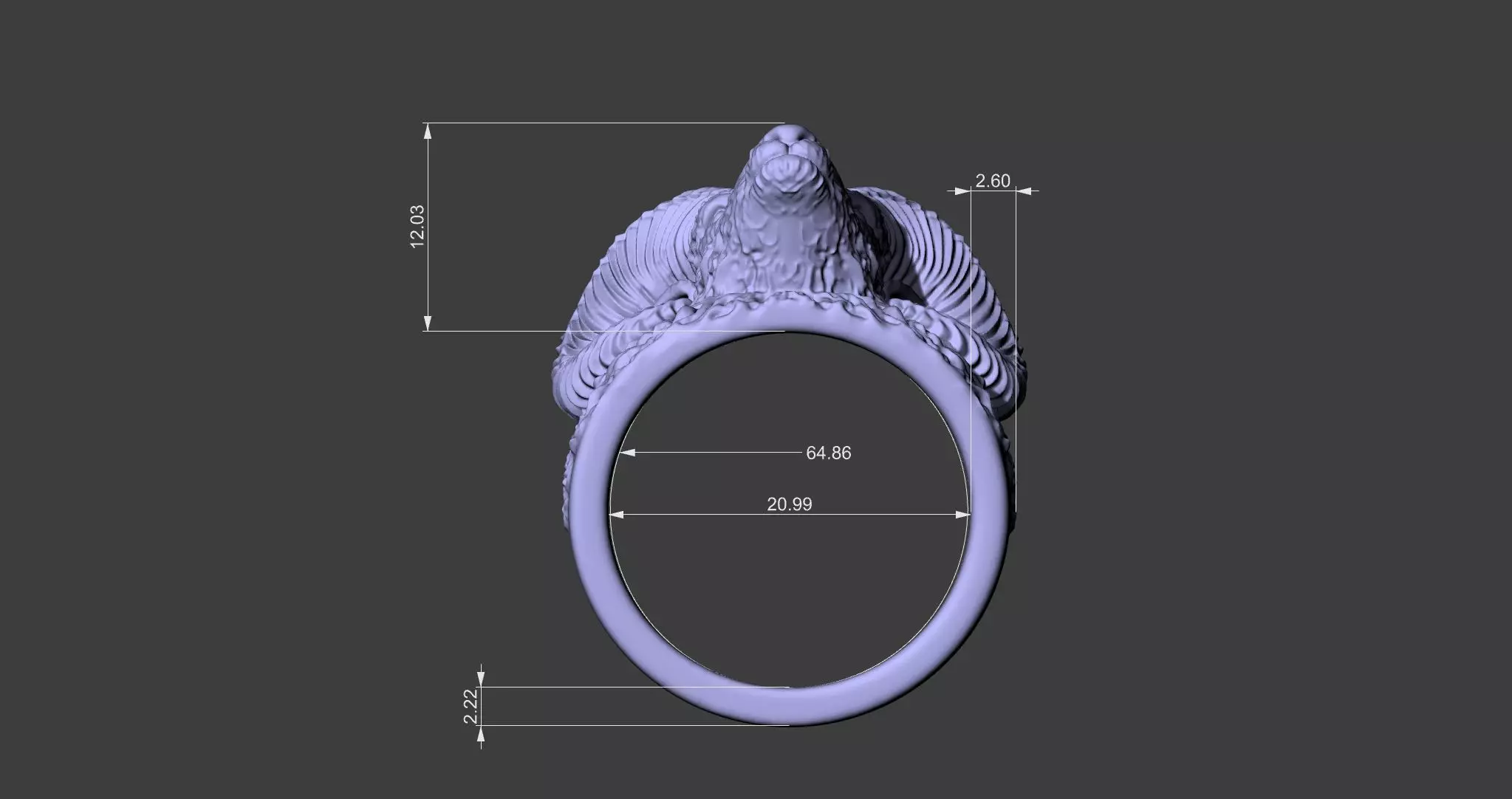 Ram Head Ring 3D print model_7