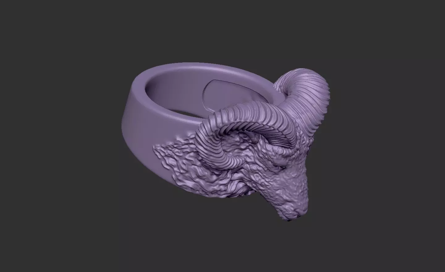 Ram Head Ring 3D print model_3