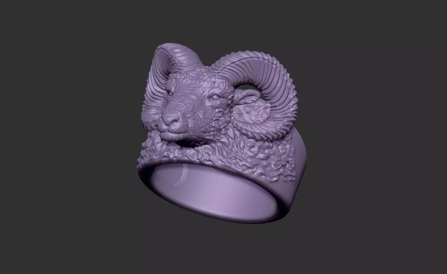 Ram Head Ring 3D print model_1