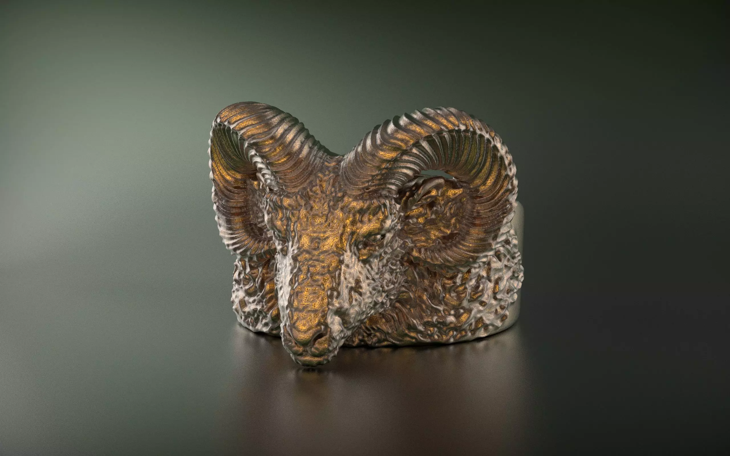 Ram Head Ring 3D print model_0