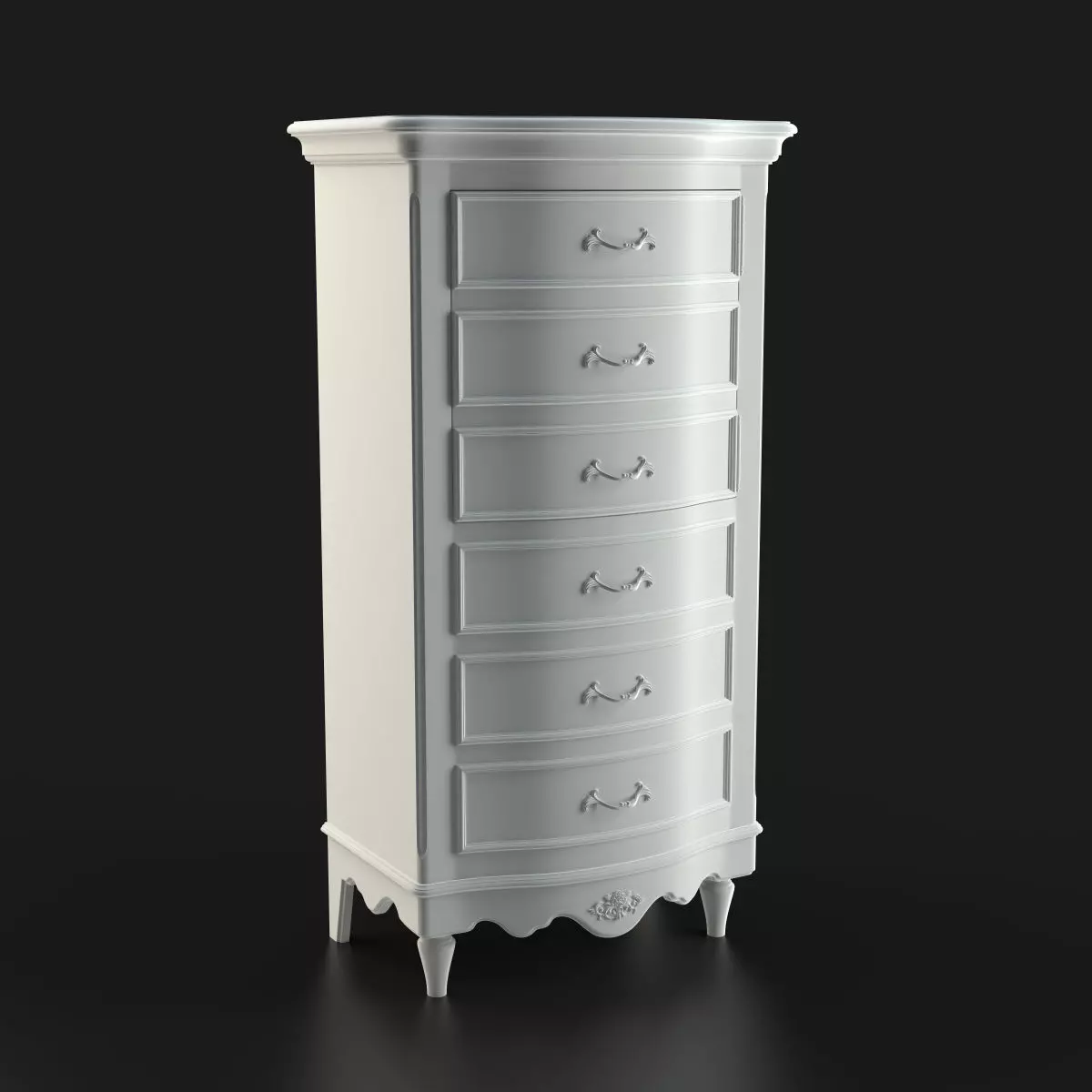 Antique-Style Chest of 6 Drawers 3D model_0