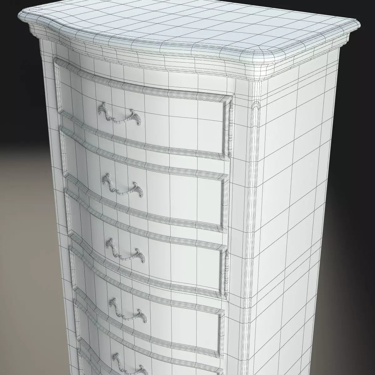 Antique-Style Chest of 6 Drawers 3D model_10