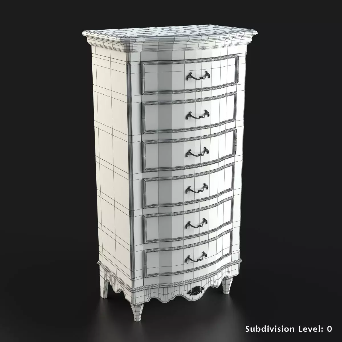 Antique-Style Chest of 6 Drawers 3D model_8