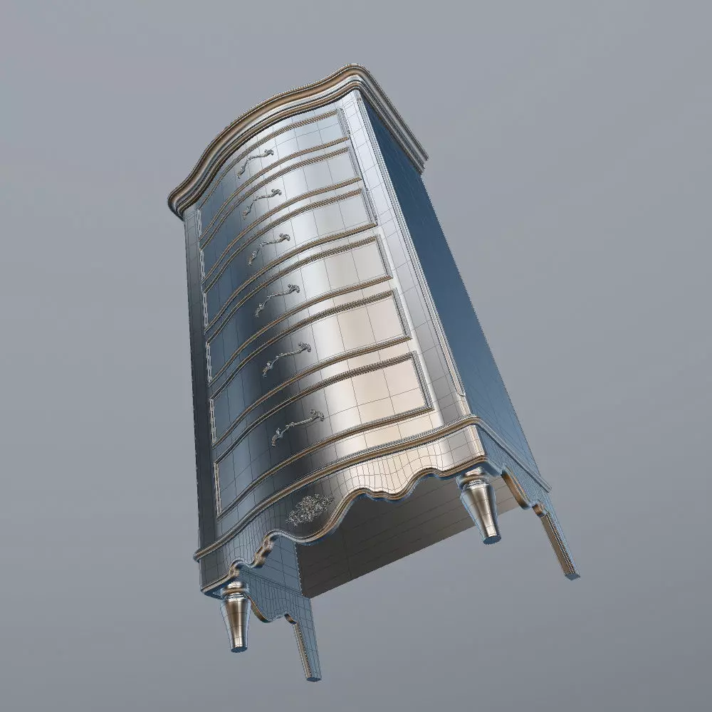 Antique-Style Chest of 6 Drawers 3D model_16