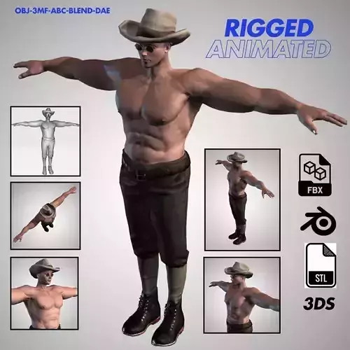 Male Character Bundle Rigged  Animated 3D Models Low-poly 3D model