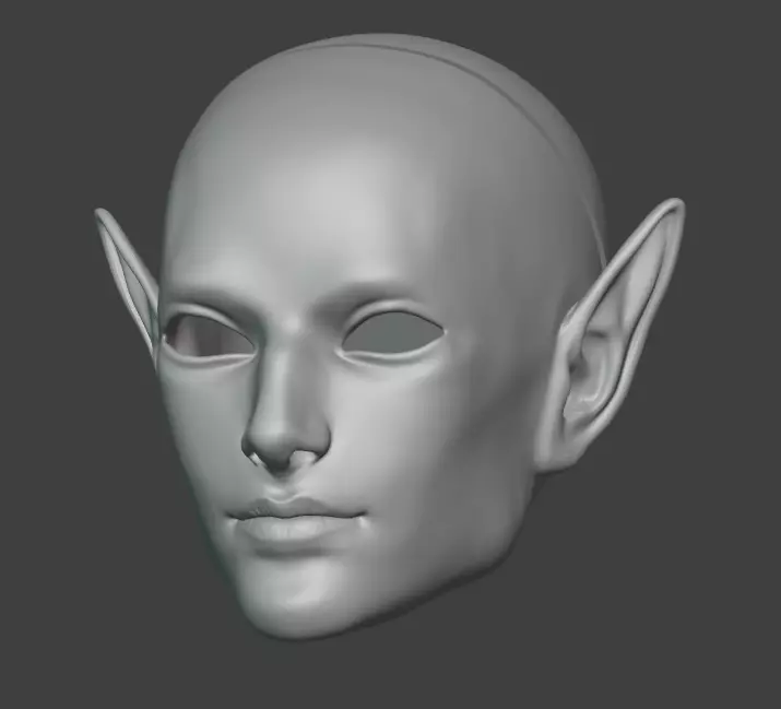3d model elf Man head with vertical ears bjd printing STL OBJ 3D print model_1