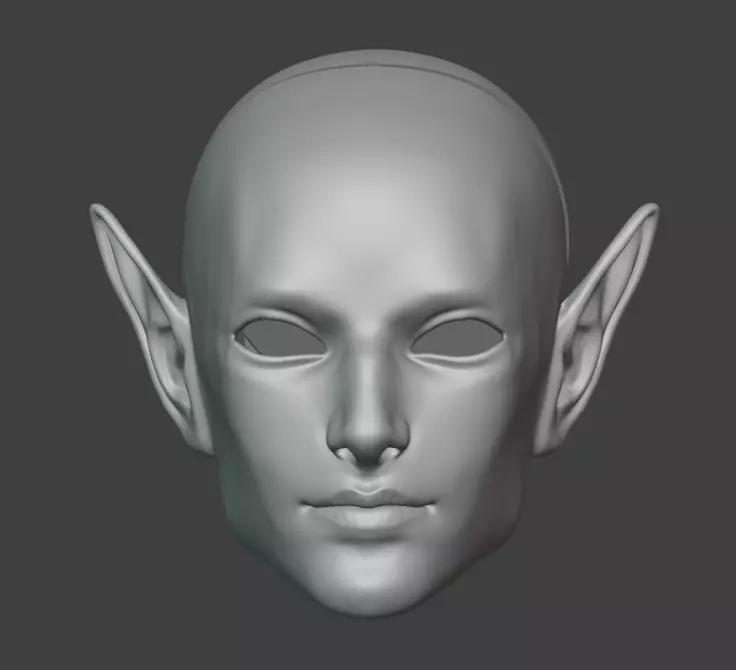 3d model elf Man head with vertical ears bjd printing STL OBJ 3D print model_0