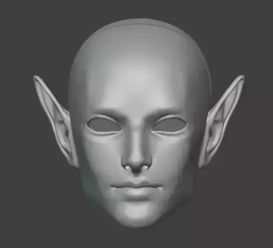 3d model elf Man head with vertical ears bjd  printing STL OBJ