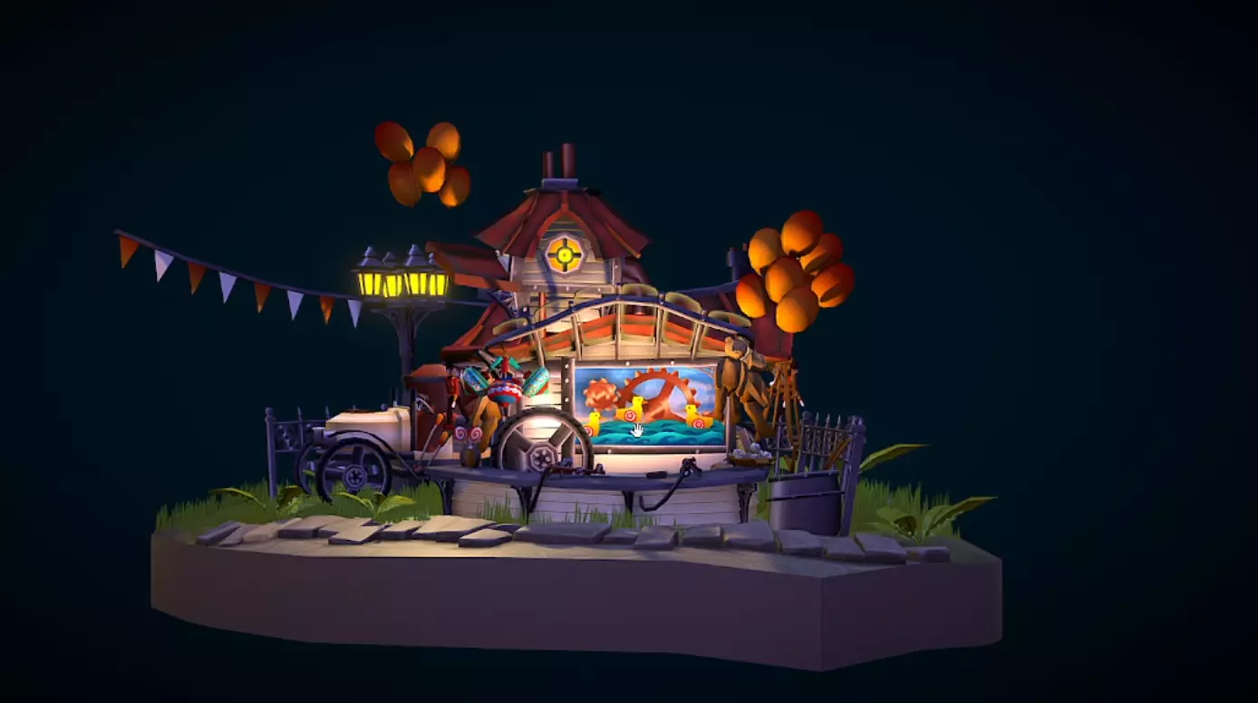 Dae Bazaar Steampunk Carnival Game 3D Model Game Ready Low-poly 3D model_2