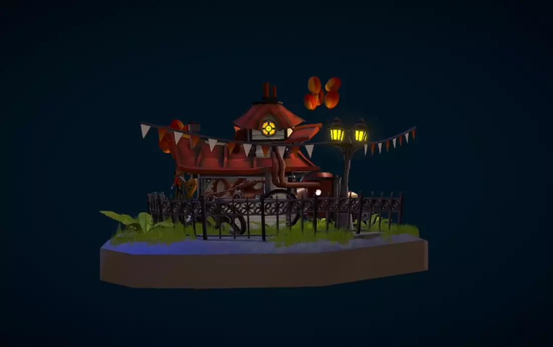 Dae Bazaar Steampunk Carnival Game 3D Model Game Ready Low-poly 3D model_4