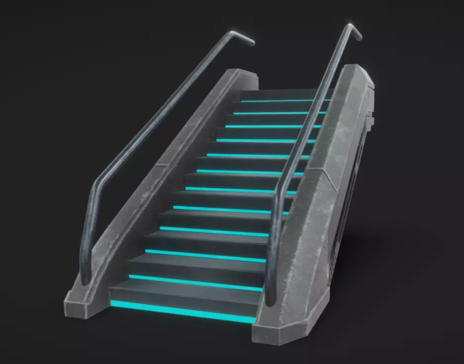 SciFi Stairs Low-poly 3D model_6