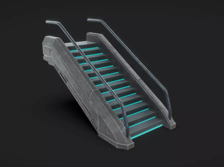 SciFi Stairs Low-poly 3D model_5