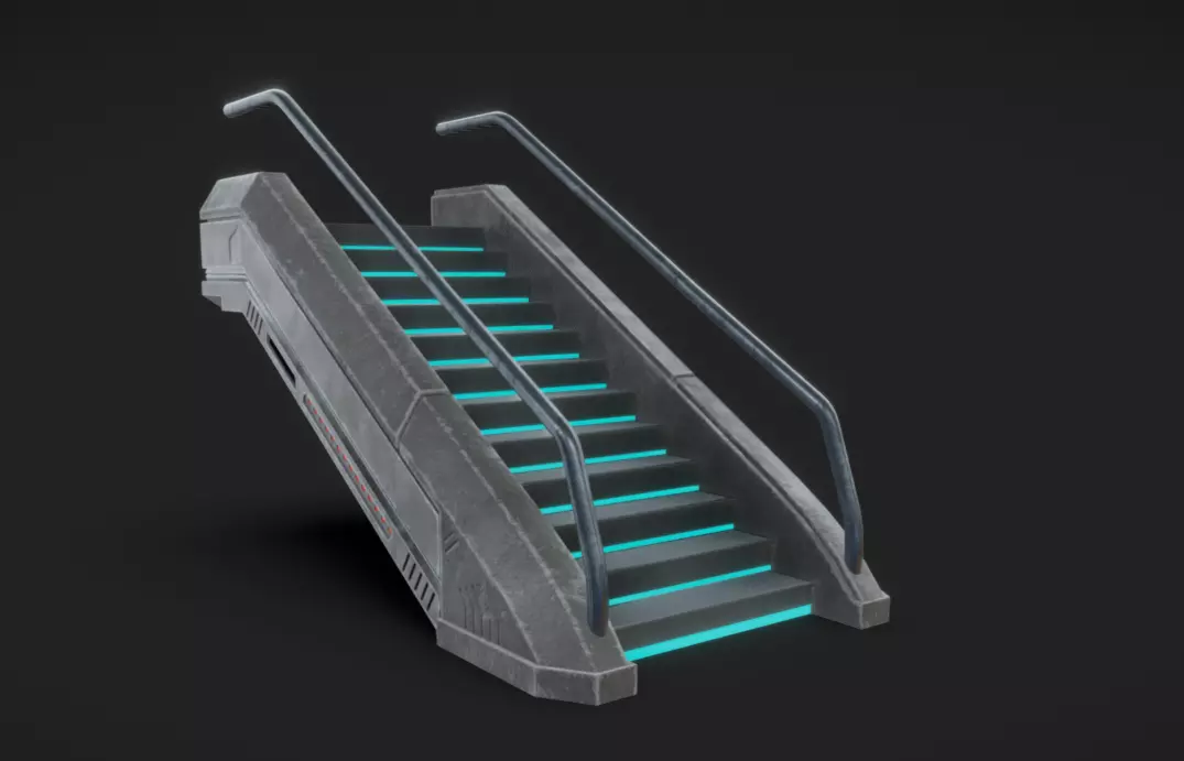 SciFi Stairs Low-poly 3D model_0