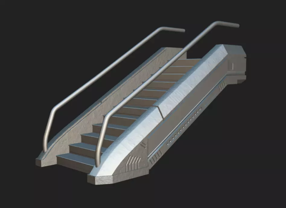 SciFi Stairs Low-poly 3D model_10