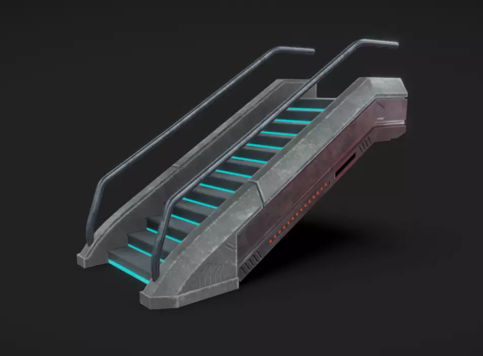SciFi Stairs Low-poly 3D model_1
