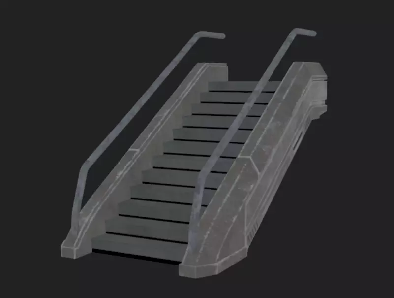 SciFi Stairs Low-poly 3D model_8