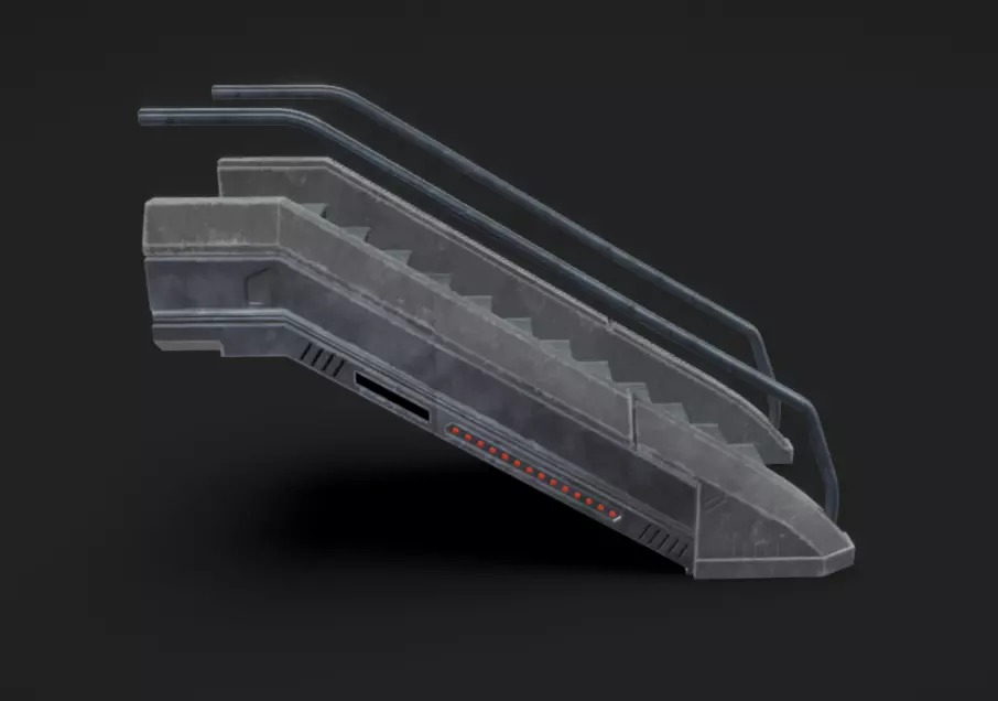 SciFi Stairs Low-poly 3D model_4