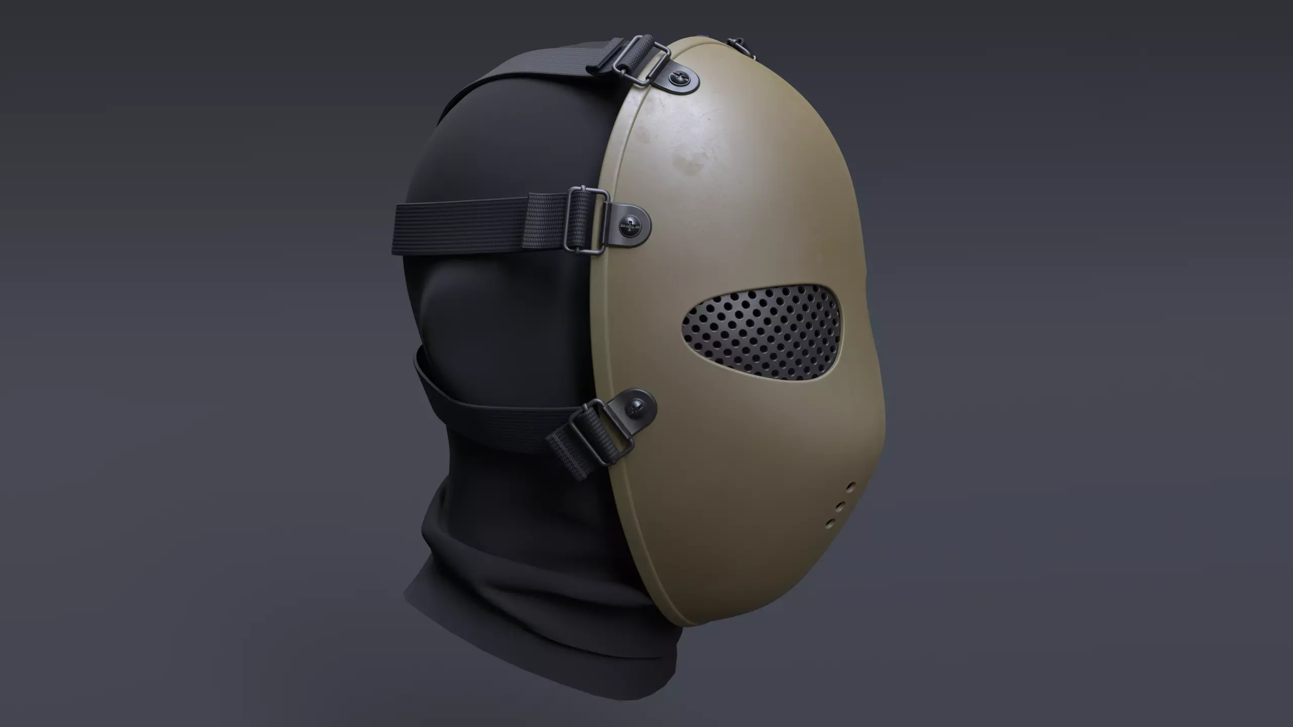 Tactical bulletproof mask 3D model_1