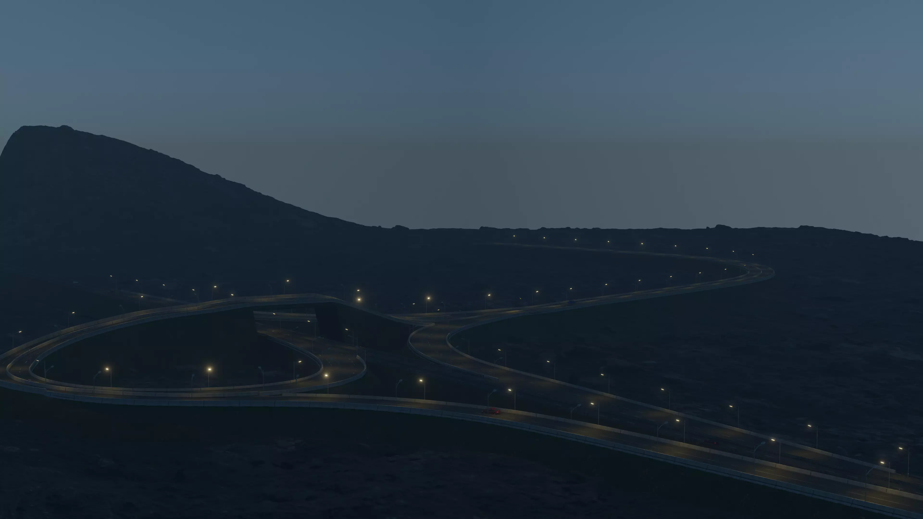 3D Trumpet Highway Interchange Model Realistic Road Design Low-poly 3D model_7