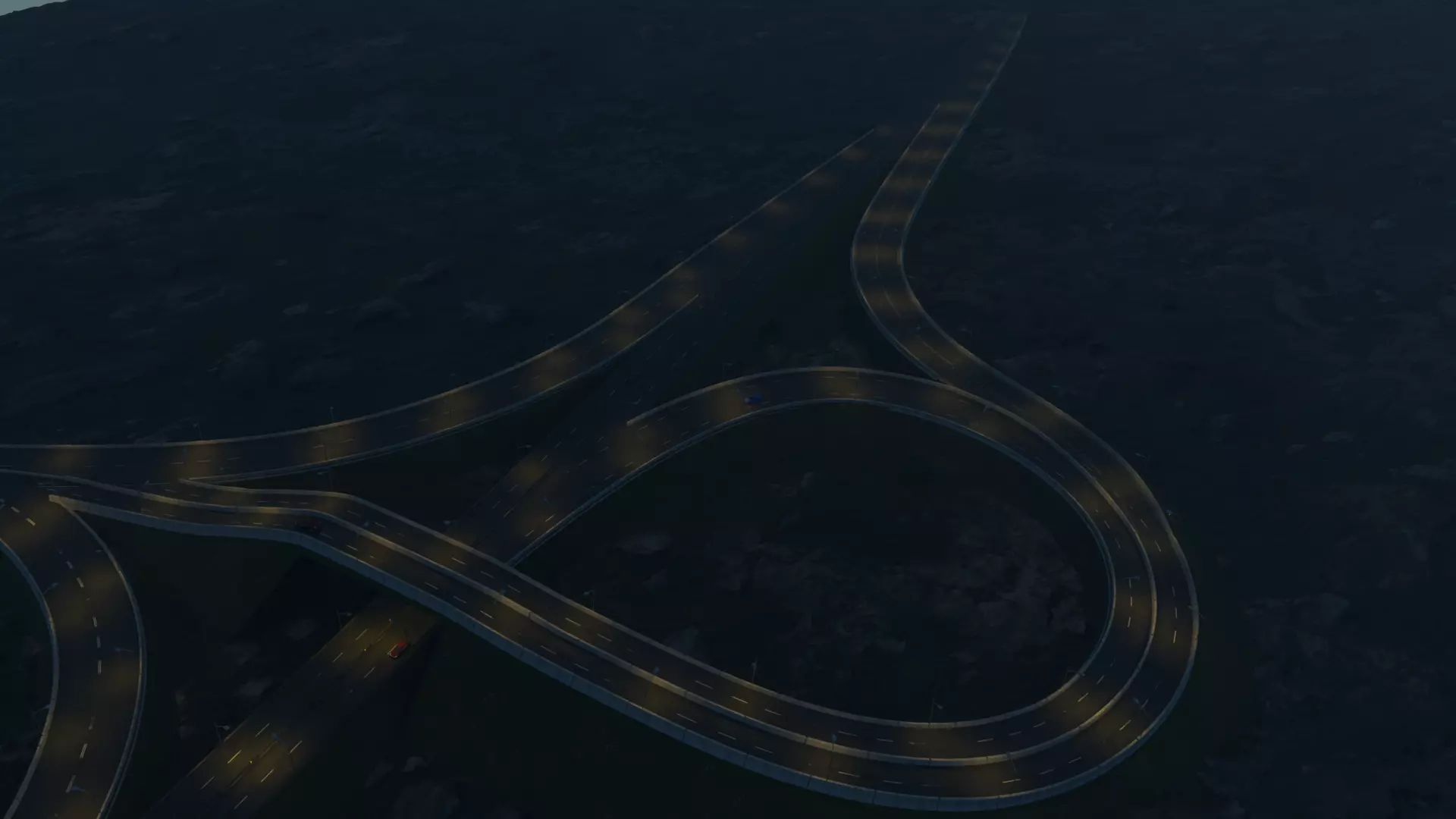 3D Trumpet Highway Interchange Model Realistic Road Design Low-poly 3D model_3